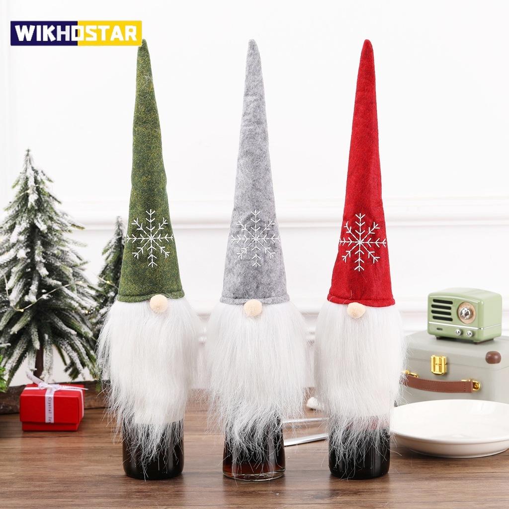 Gnome Christmas Wine Bottle Cover Merry Christmas Decorations for Home Christmas Ornaments Xmas Gifts Happy New Year