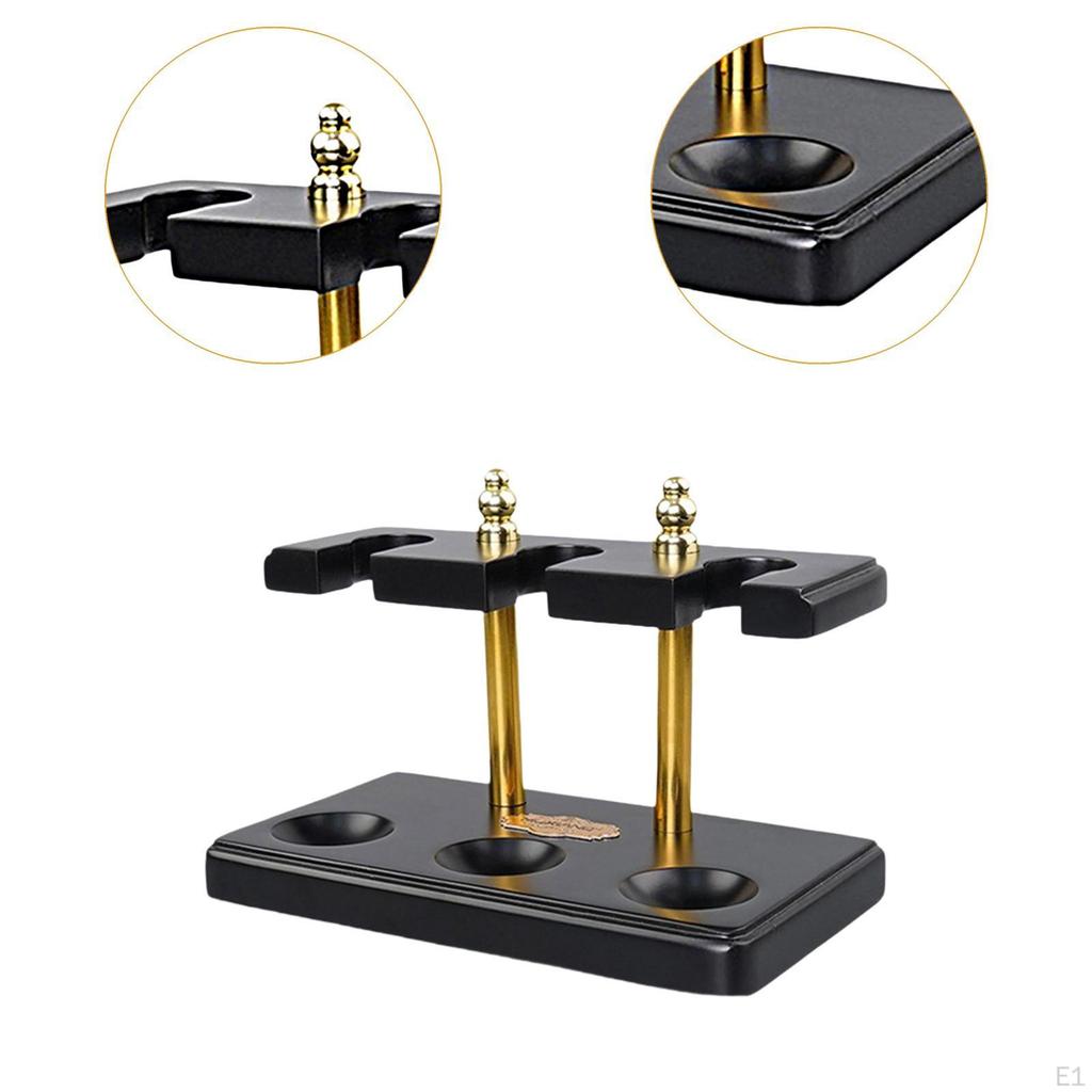 Dřevěný stojan na dýmky 3 sloty Ručně vyráběné příslušenství Organizér z masivního dřeva Černý