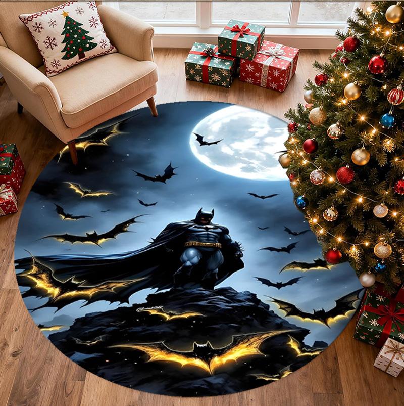 Batman Pattern Round Rug, Indoor/Outdoor Mat, for Picnic, Gameroom, Bedroom, Office, Living Room, Home Decor Carpet, Birthday Gift