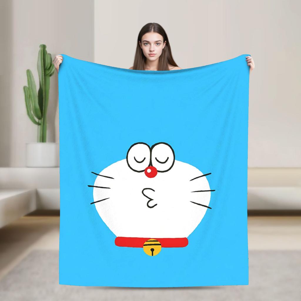 Doraemons Flannel Blanket  Soft Warm Throw Blanket for Home Decor Travel Funny Bedspread Sofa Bed Cover