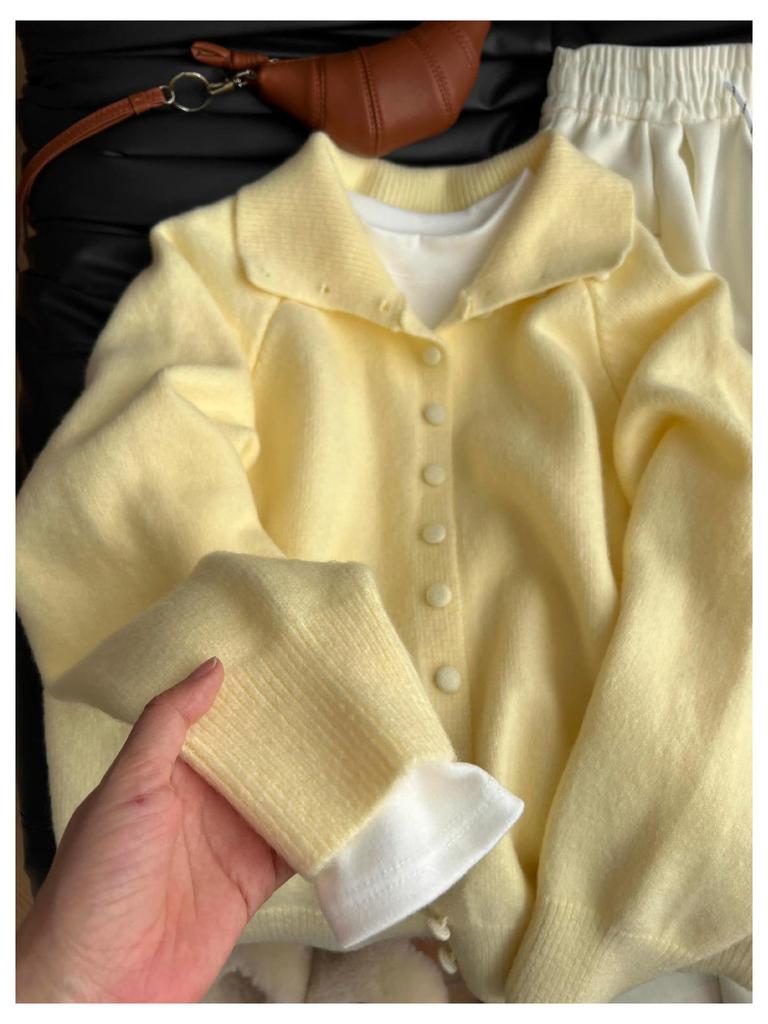 Women's Soft High Neck Knit Cardigan - Thickened Polo Collar Sweater for Autumn/Winter