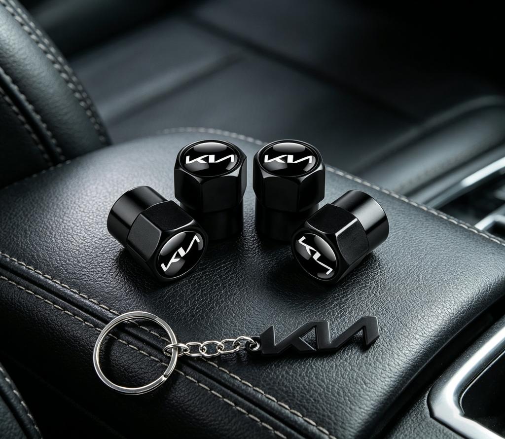 Car Metal Tire Air Valve Caps With Logo Keychain Key Holder Accessories For KIA Sportage GT RIO Ceed Picanto Pegas Sorento NiroEY1