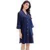 Han Yatong Women's Seven-Sleeve Summer Nightgown - Loose, Sexy, Korean-Style Silk Pajamas 