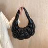 Quilted Padded Crossbody Bag for Women Ruched Shoulder Cloud Bag PU Leather Half Moon Hobo Bag Bubbles Handbag Purses AVE