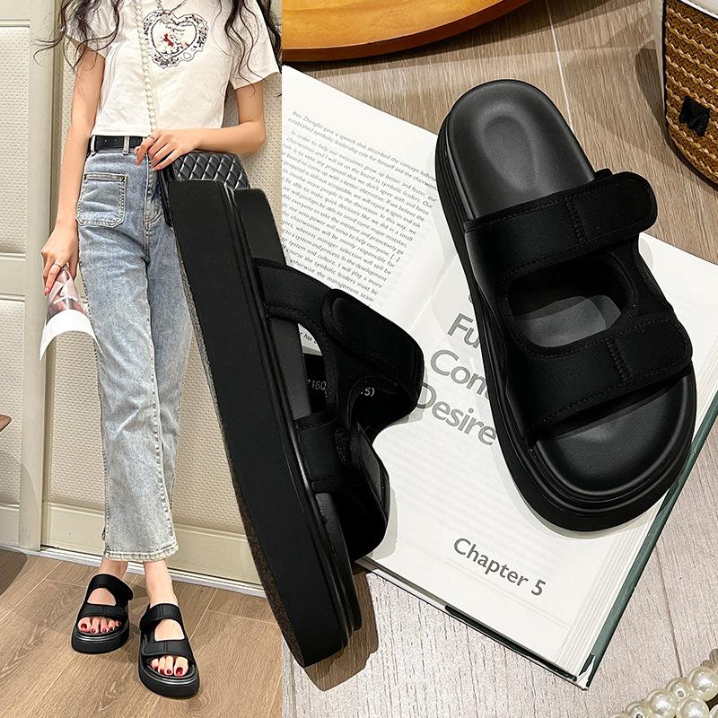 Fashion Thick-bottomed Cool Slippers for Women To Wear Summer New Leisure Sports Word Velcro Beach Slippers for Women