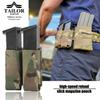 TAILOR JAPAN Handgun Magazine Pouch, Airsoft, Double-Row Magazine Pouch, Open-Top 9mm Double-Stack, Authentic Nylon Construction, Slick System (Multic