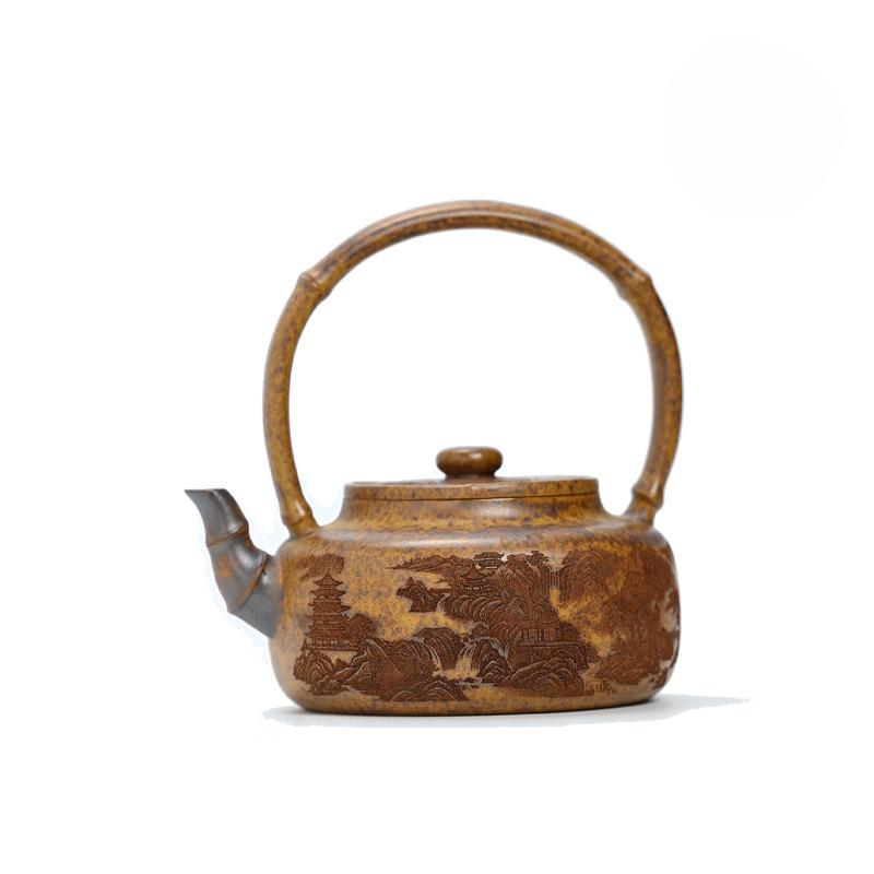 

270ML Yixing Purple Clay Teapots Artists Handmade Lifting Handle Pot Raw Ore Section Mud Kettle Chinese Zisha Tea Set Tea Items