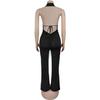 Strappy Deep V Halter Solid Color Jumpsuit - Women's Fashion Europe America Style