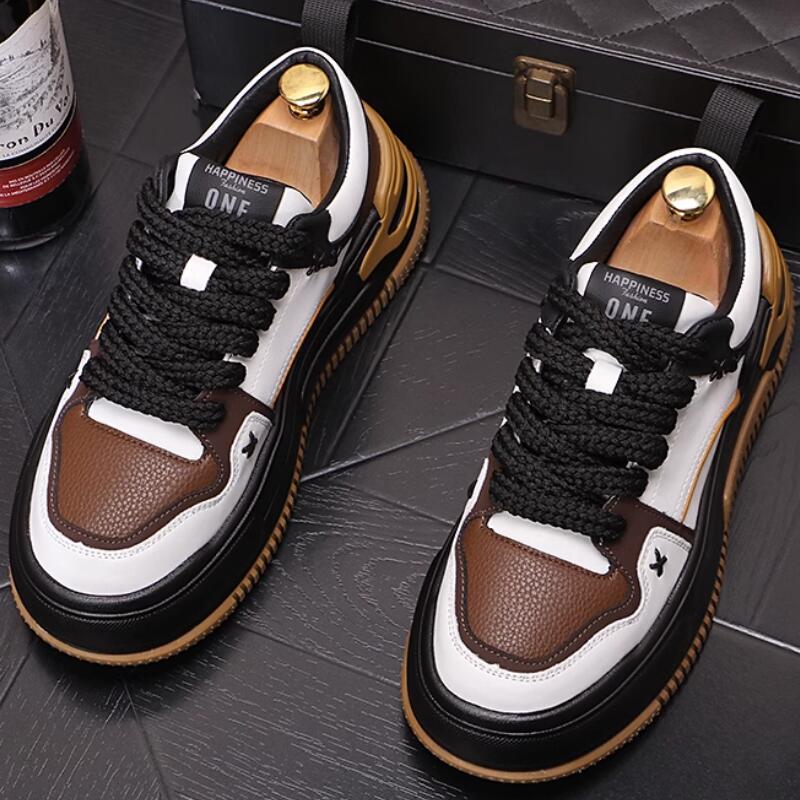Fashion Fashion casual shoes match color men's board shoes with thick soled sneakers Zapatos Hombre b2
