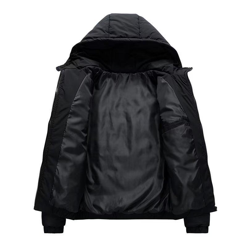 

Men s Thickened Hooded Cotton Jacket - Winter 2025 Cold-Proof Fashion Workwear Coat 5XL чёрный