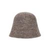 VARZAR VA Curved Oval Metal Washed Knit Bucket Hat Brown