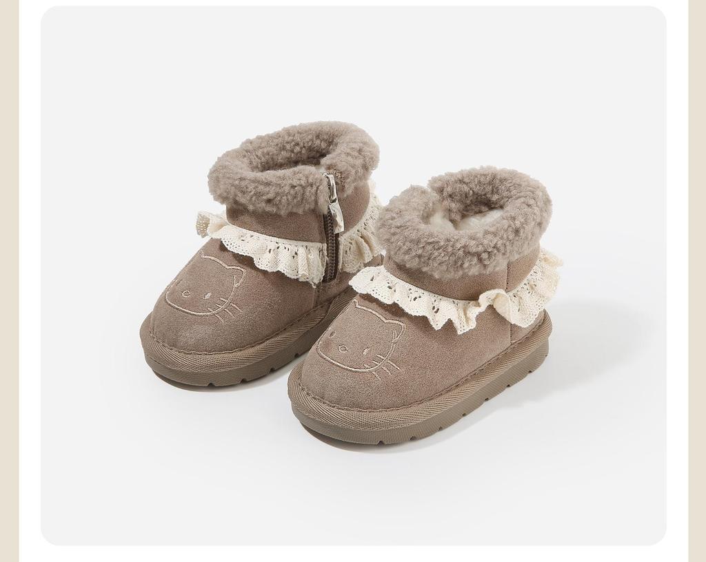 2025 Winter Toddler Girls' Thick Sole Plush Cotton Snow Boots - Outdoor Wear, Plus Velvet, Warm