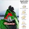 Custom Name Green Soccer Emblem Blanket Lightweight Ideal Bedding Blanket Perfect for Travel, Camping, Living Rooms, Sofas, Christmas gift