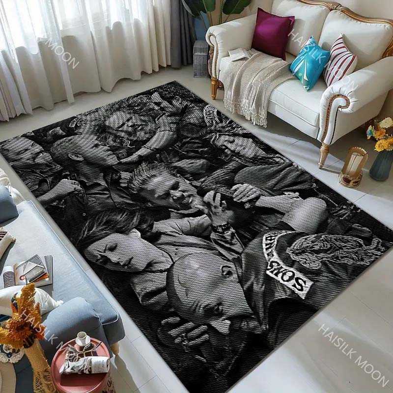 1PC Motorcycle gang intense fight Carpet for Living Room Bedroom Sofa Home Decor Rus Non-slip Floor Mat Luxury Gift