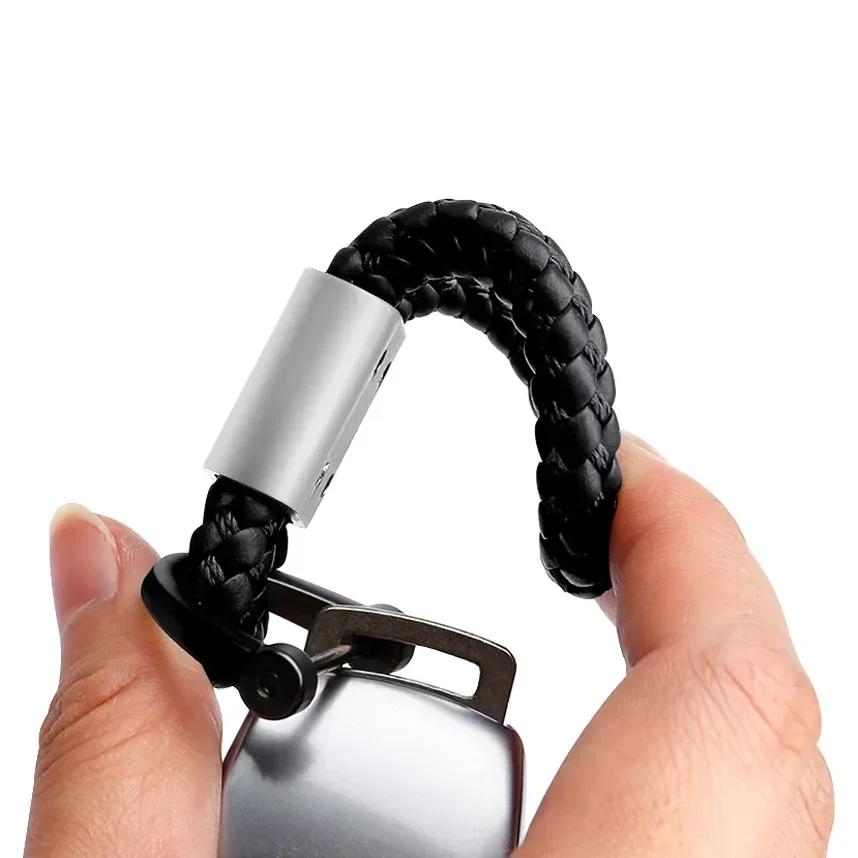 Leather Braided Car Key Ring Hand Woven Keychain Men's Hanging Accessories For Nissan X-TRAIL XTRAIL T30 T31 T32 2013-2019 Logo
