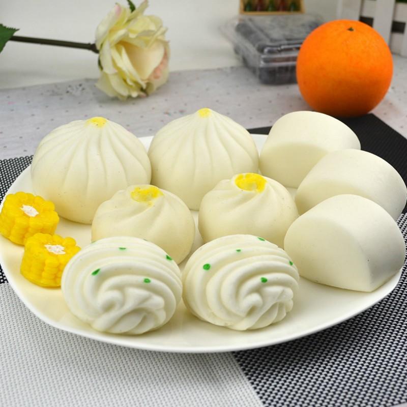 PVC Simulation Chinese Breakfast Dumplings, Steamed Bread Model Steamer, Food Toys, Table Display, Plastic Crafts, 9Pcs per Set