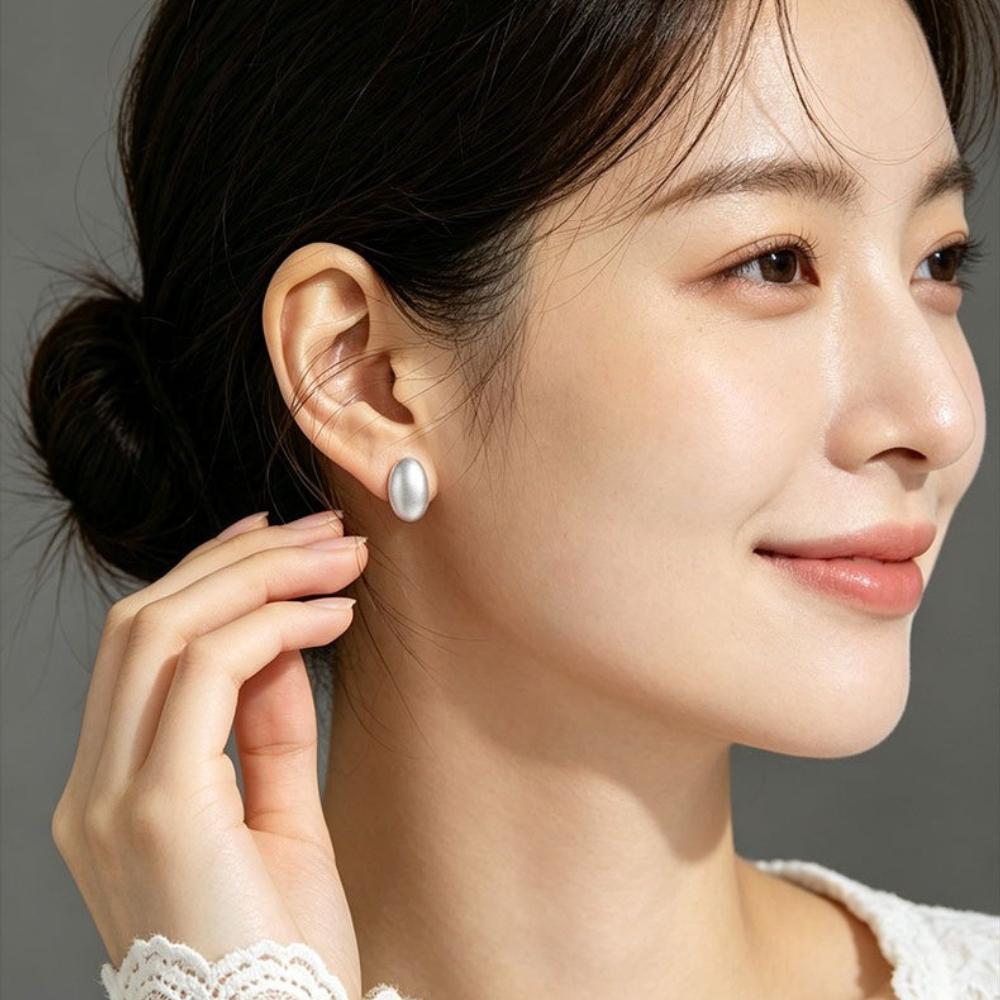 Oval Bean Stud Earrings Retro Simple Versatile Women's Earrings Earrings