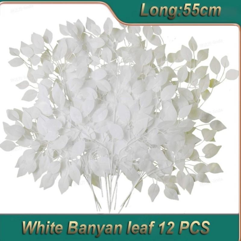

55 см в длину 12/лот искусственные листья листья баньяна кленовые листья виноградные листья сухие листья свадебное украшение белый