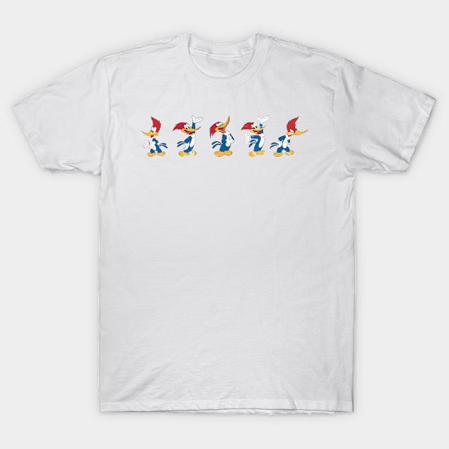 Men Black Print T-shirt Woody Woodpecker No-Cut Transfer Paper Print Cotton Tshirt 2XL