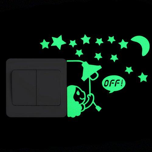 Switch Decoration Luminous Stickers Kids Room Wall Laptop Fridge Desk Car Home Decor Vinyl Decal Car/Fairy/Moon Stars/Bulb/Dog..