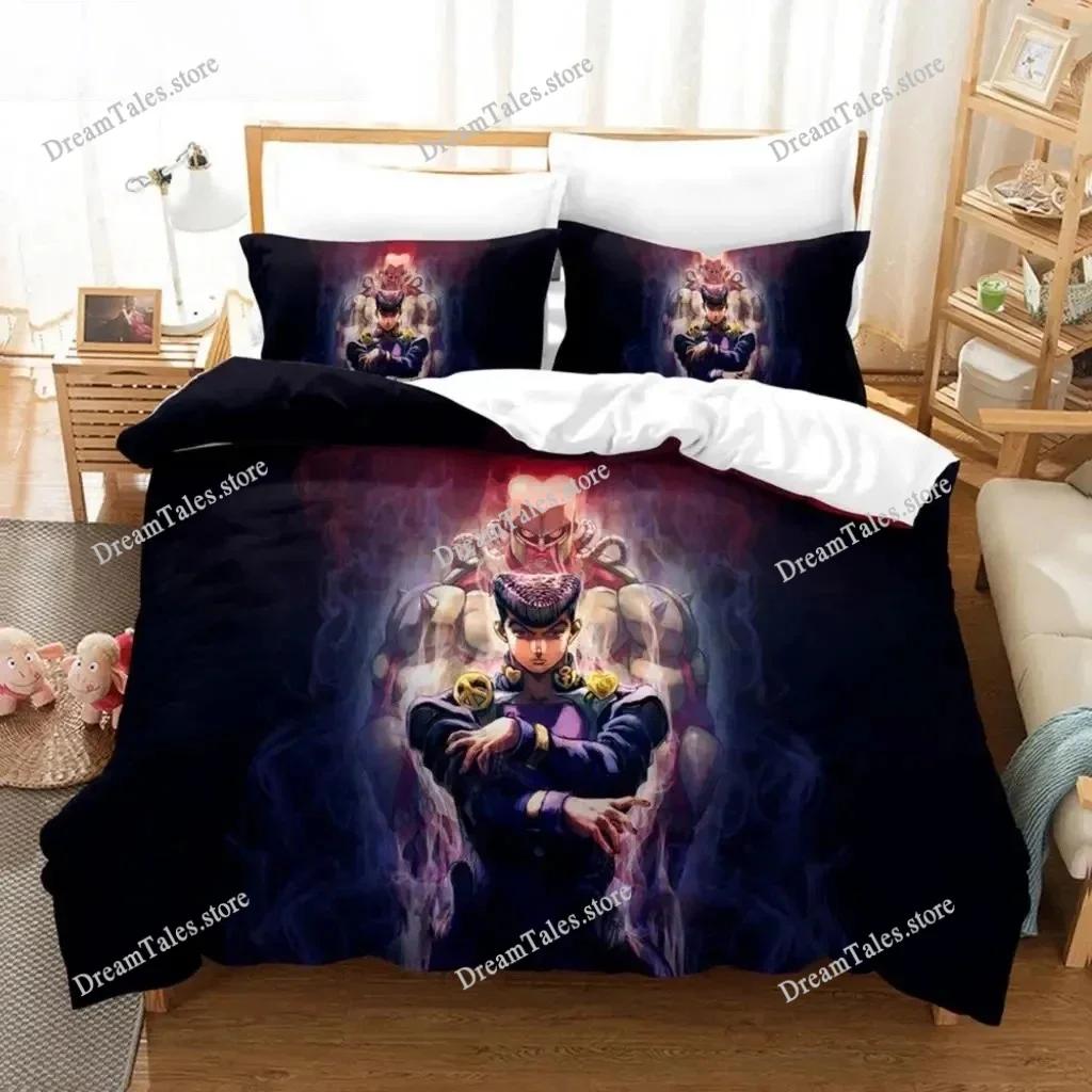 Exquisite 3D Anime JoJo Bizarre Adventure Jotaro Kujo Print Bedding Set Duvet Cover Comforter Bed Youth Kids Girls Boys Gift