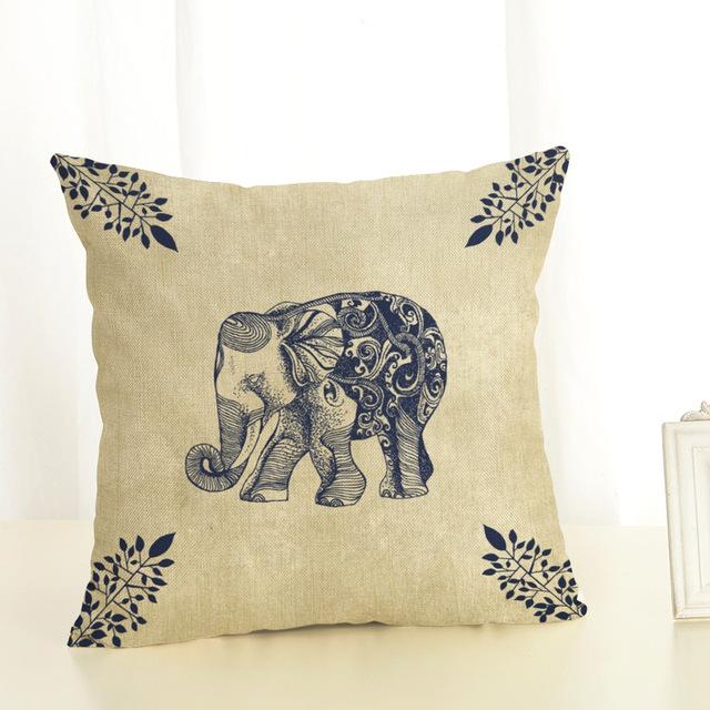 Creative Cartoon Elephant Cushion Cover Cotton Linen Elephant Printing Pillow Case For Sofa Home Decoration Almohada Zt89