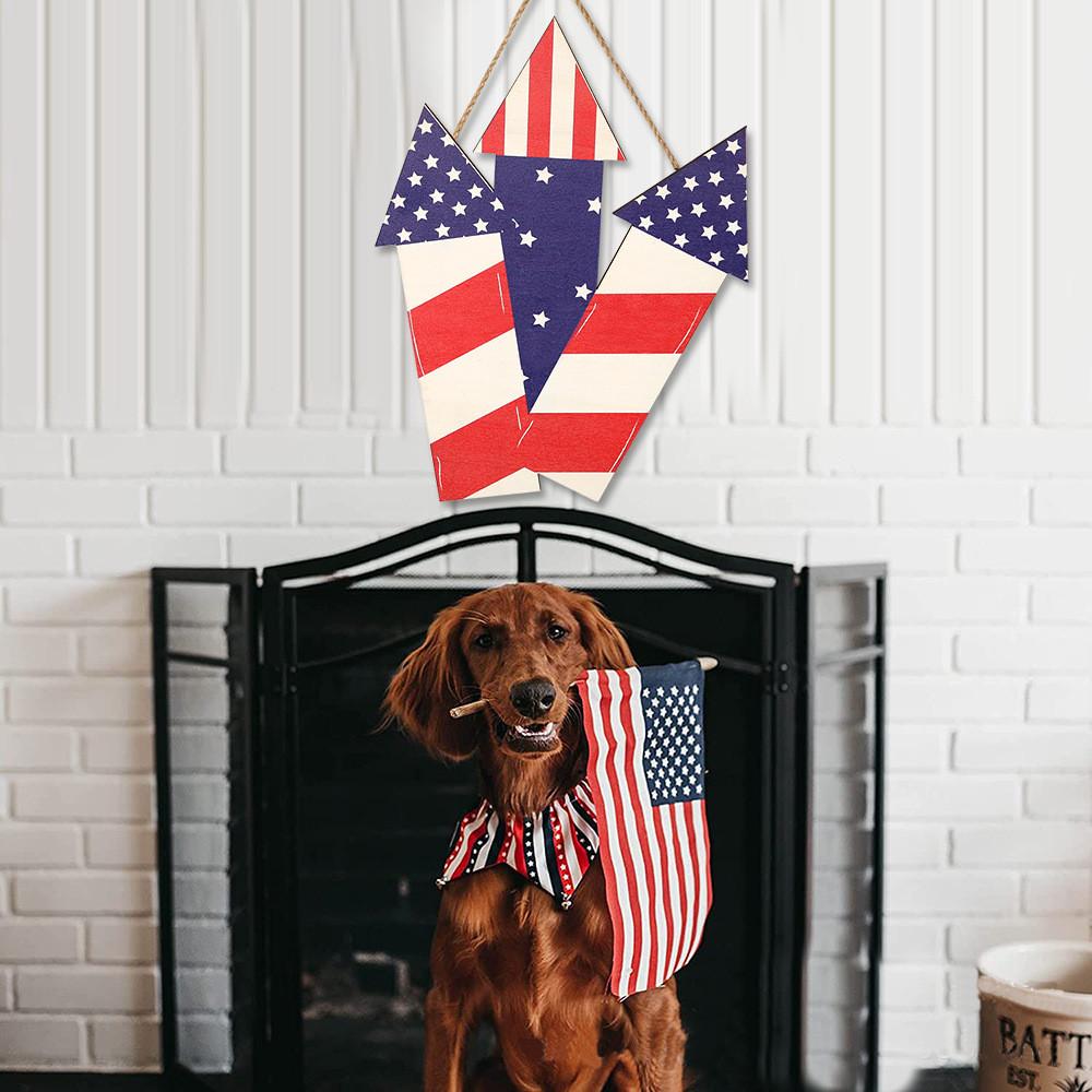 Rustic Heart Shaped Wooden Independence Day Decor With American Flag Motif For Events Holiday