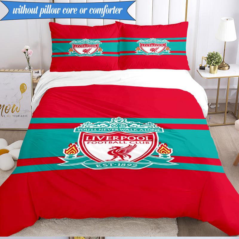 Liverpool Football Club 3 Pezzi Biancheria da Letto, Include 1 Federa per Piumone e 2 Federe Perfetta per Natale, Ideale per Camera da Letto, Dormitorio