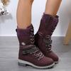 Large Size Martin Boots Women'S Autumn And Winter European, American, Medium Tube And Round Head Women'S Knight Leather Boots