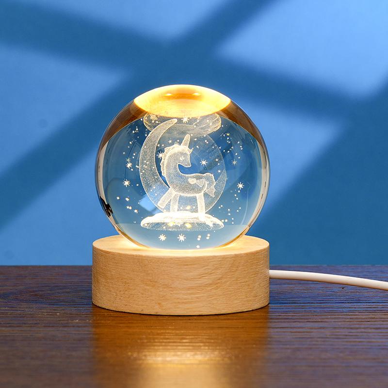 60MM/80MM Kristallkugel mit Holzlampenhalter, Sternenhimmel Engel Mehrere Muster, Innenraumdekoration Ornament