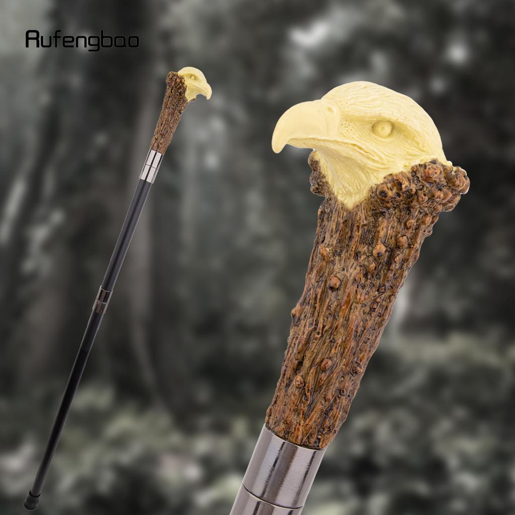 Yellow Resin Eagle Head Tree Root Walking Cane Fashion Decorative Steel Stick Gentleman Elegant Cosplay Cane Knob Crosier 94cm