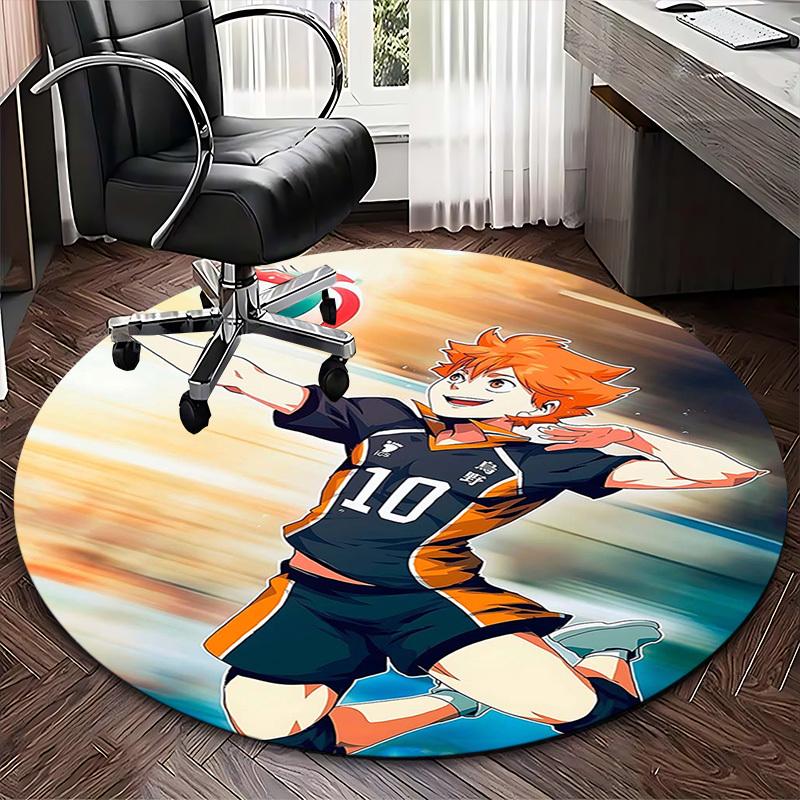 1pc Haikyuu Kageyama Tobio Volleyball Anime Design Round Carpet - Office Chair Mat