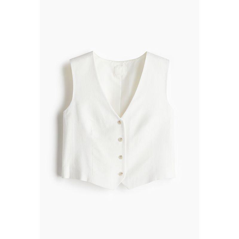 

Женский жилет HM 2025 Осень Новое поступление Карьерный Повседневный Для поездок на работу Модный Приталенный Жилет от костюма 1268440 White 170/116