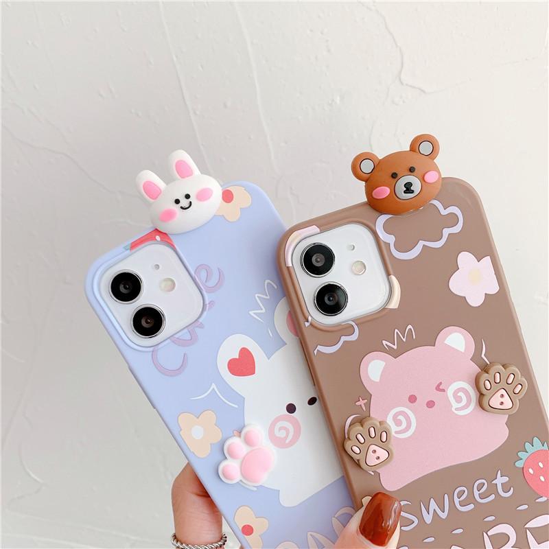 Applicable VIVO Y03 V40LITE Mobile Phone Case S18 Lying Down Bear Rabbit Super Cute Cartoon Paw Couple Soft