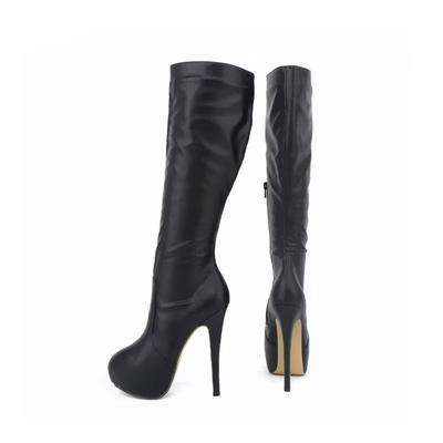 Women Long Boots Autumn Winter Sexy 14cm Super Matte Leather Round Toe High Heels Ladies Over Knee Long Boots Red Women Shoes
