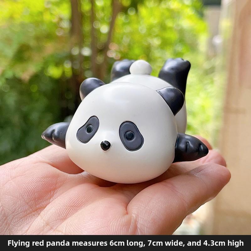 Little Panda Handmade Figurine, Cute Cake for Car Decoration, Tabletop Resin Small Handicraft, Small Animal Toy