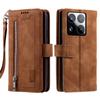 For Xiaomi 15 Pro Case PU Leather Phone Cover with Zipper Wallet 9 Card Slots