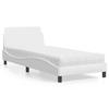 VidaXL Bed with Mattress White 90x200 Cm Faux Leather, Bedroom Furniture, Single Bed, Curved Bed Frame, Slatted Base, 3208338