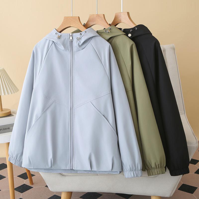Plus Size Women s Slimming Hooded Cardigan - Spring 2026 Korean Casual Zipper Jacket XL (Recommended 60-70 kg) синий