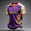 Men's Casual V-Neck Short Sleeve T-Shirt Lightweight Breathable with Mexico Letter Print