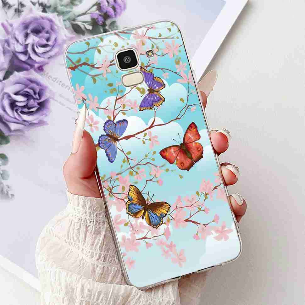 For Samsung Galaxy J6 2018 SM-J600F Case Fashion Girl New Flowers Soft Silicone TPU Cover For Samsung j6 J6 2018 Phone Shell