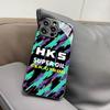 Sports Car HKS JDM Accessories Phone Case for Iphone 16 15 14 12 11 13 Pro Max Mini 8 X Xr Xs Puls Black Glass Cover