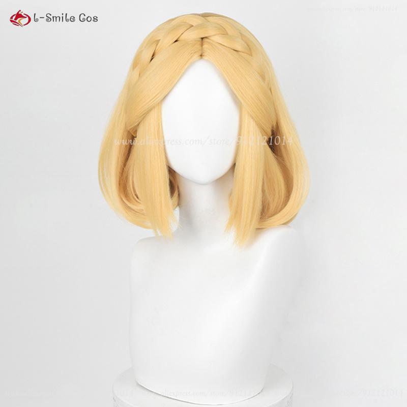 Anime Zelda Cosplay Princess Cosplay Wig 35cm/72cm Golden Yellow Pre Braid Women Wigs Heat Resistant Synthetic Hair + Wig Cap