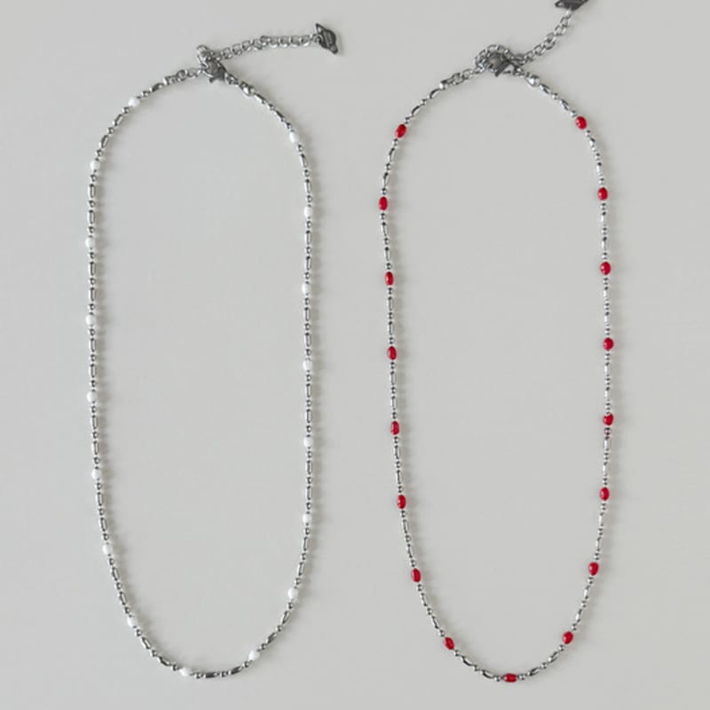 

FANTASTIC PLANET epoxy dotted line necklace (2colors) WHITE