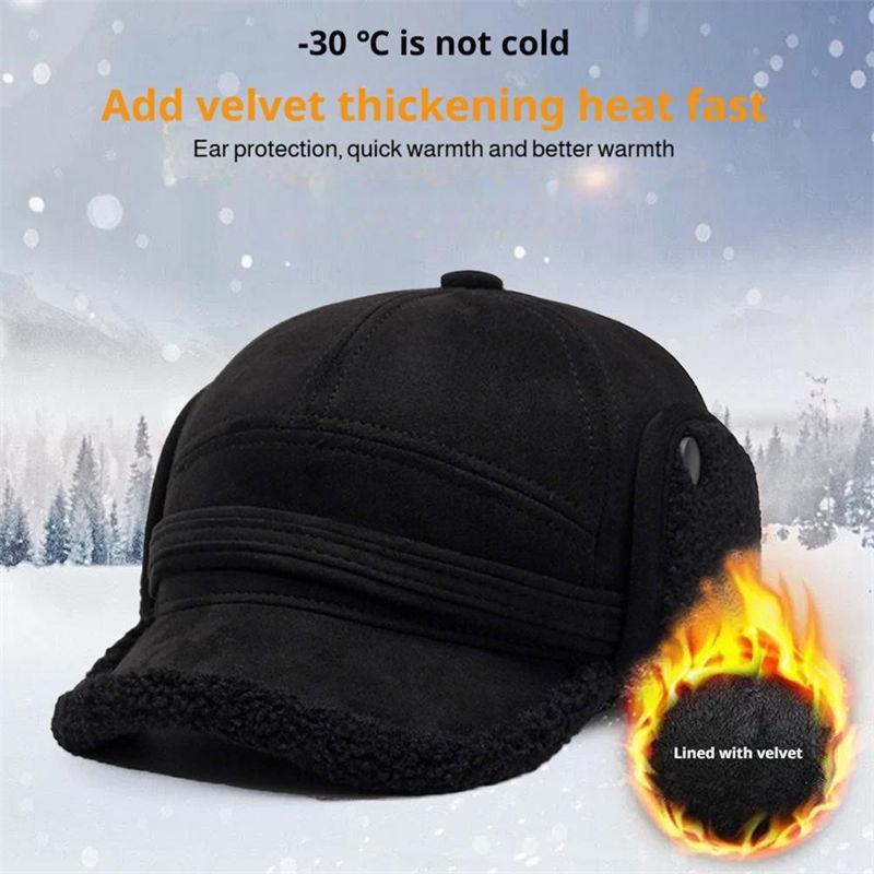 Winter Warm Caps Fleece Ear Muffs for Men Windproof Outdoor Hats