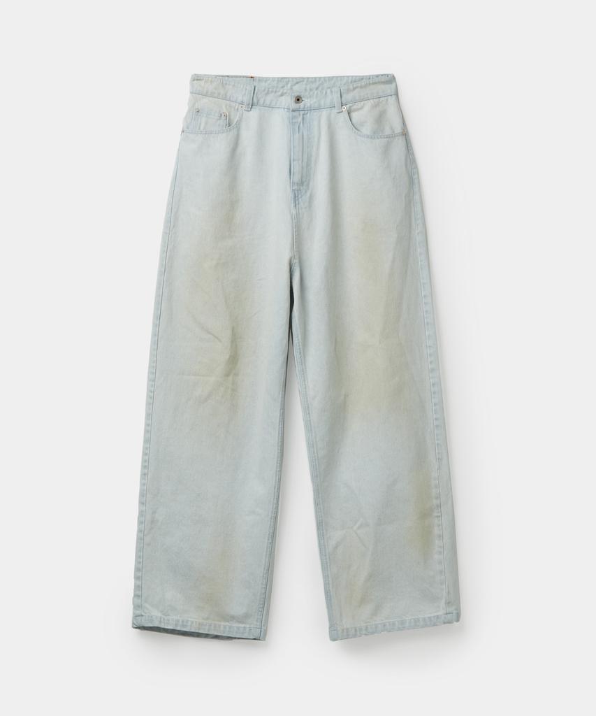 Kueo Wide-Leg Washed Jeans (Ice Blue)