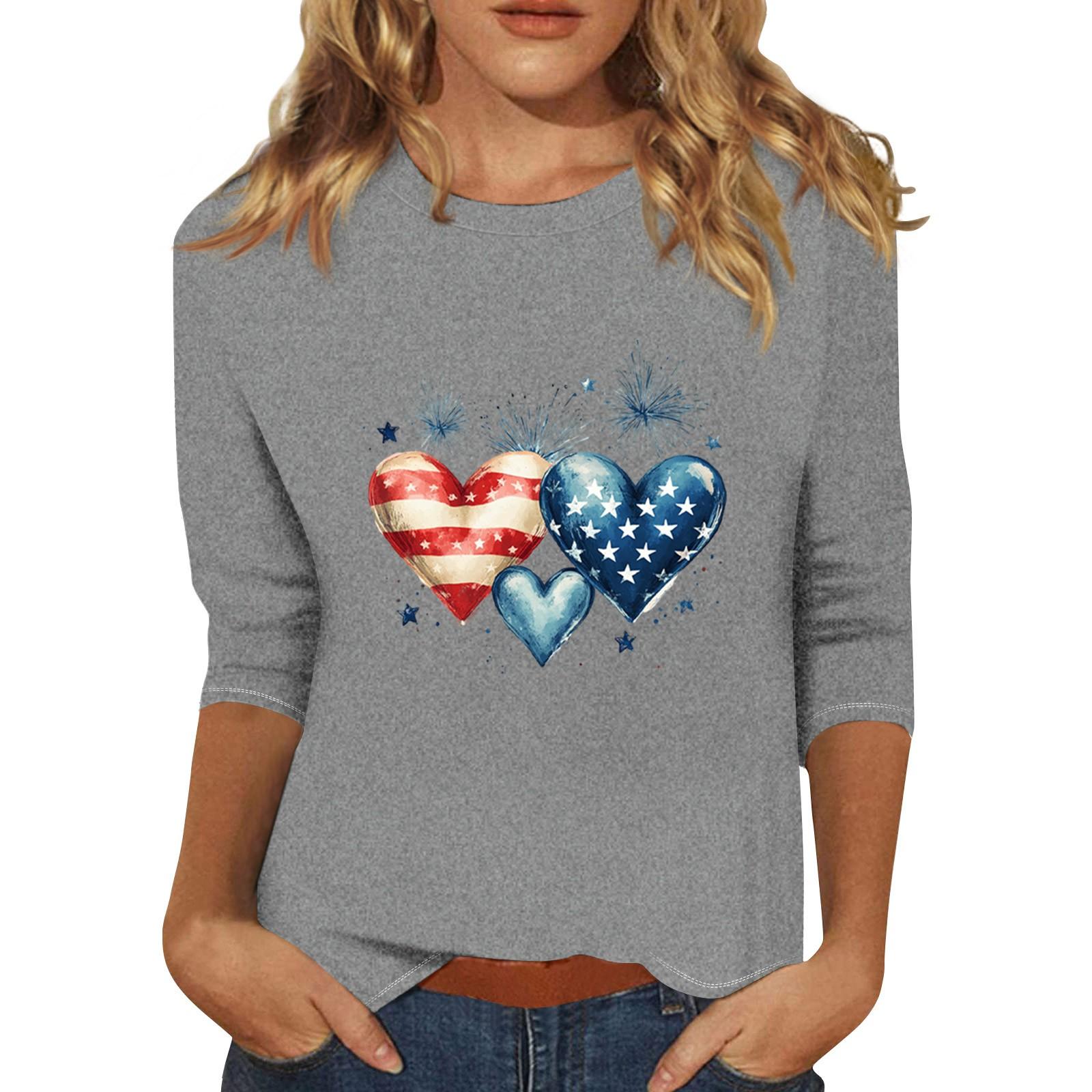 

Женский топ с круглым вырезом и принтом, футболка с рукавами три четверти Футболка с рукавами три четверти M