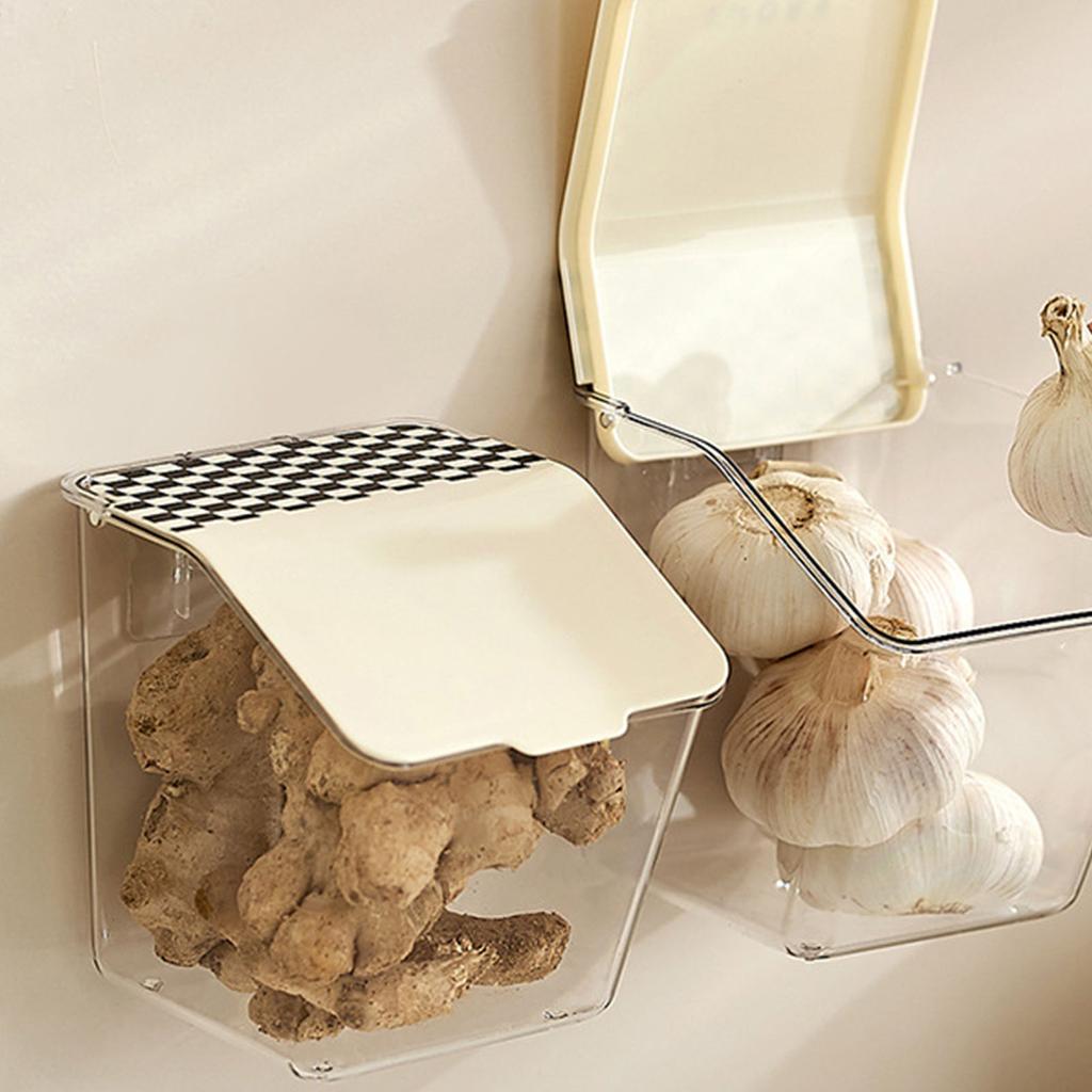 Wall Mounted Garlic Container Storage Stylish Transparent Food Garlic Container for Onion Kitchen 3pcs