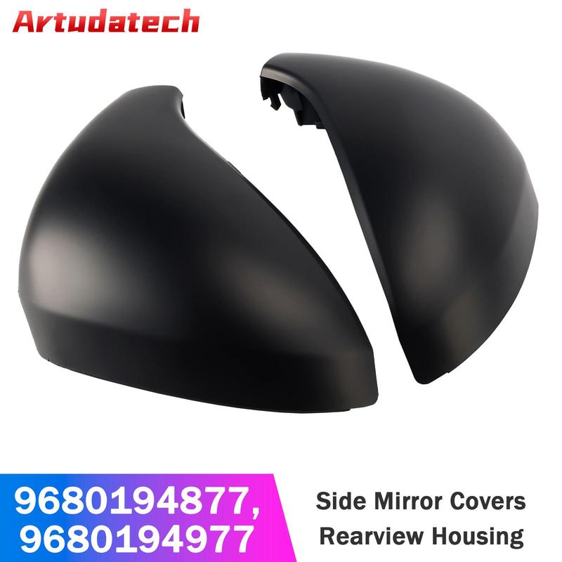 Artudatech Side Mirror Covers Rearview Housing Matte Black for Peugeot 207 Hatchback Car Accessories