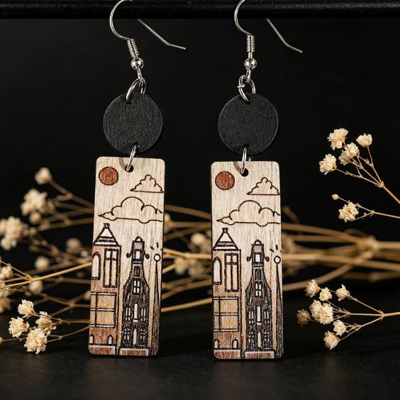 New Ethnic Style Geometric Print Versatile Earrings